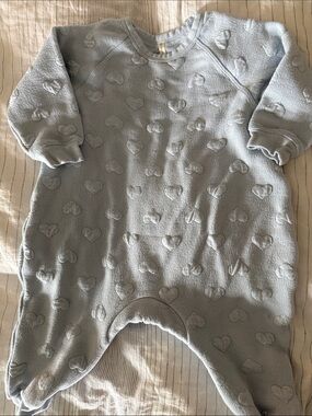 Soft Heart-Textured Light Blue Baby One-Piece Bodysuit